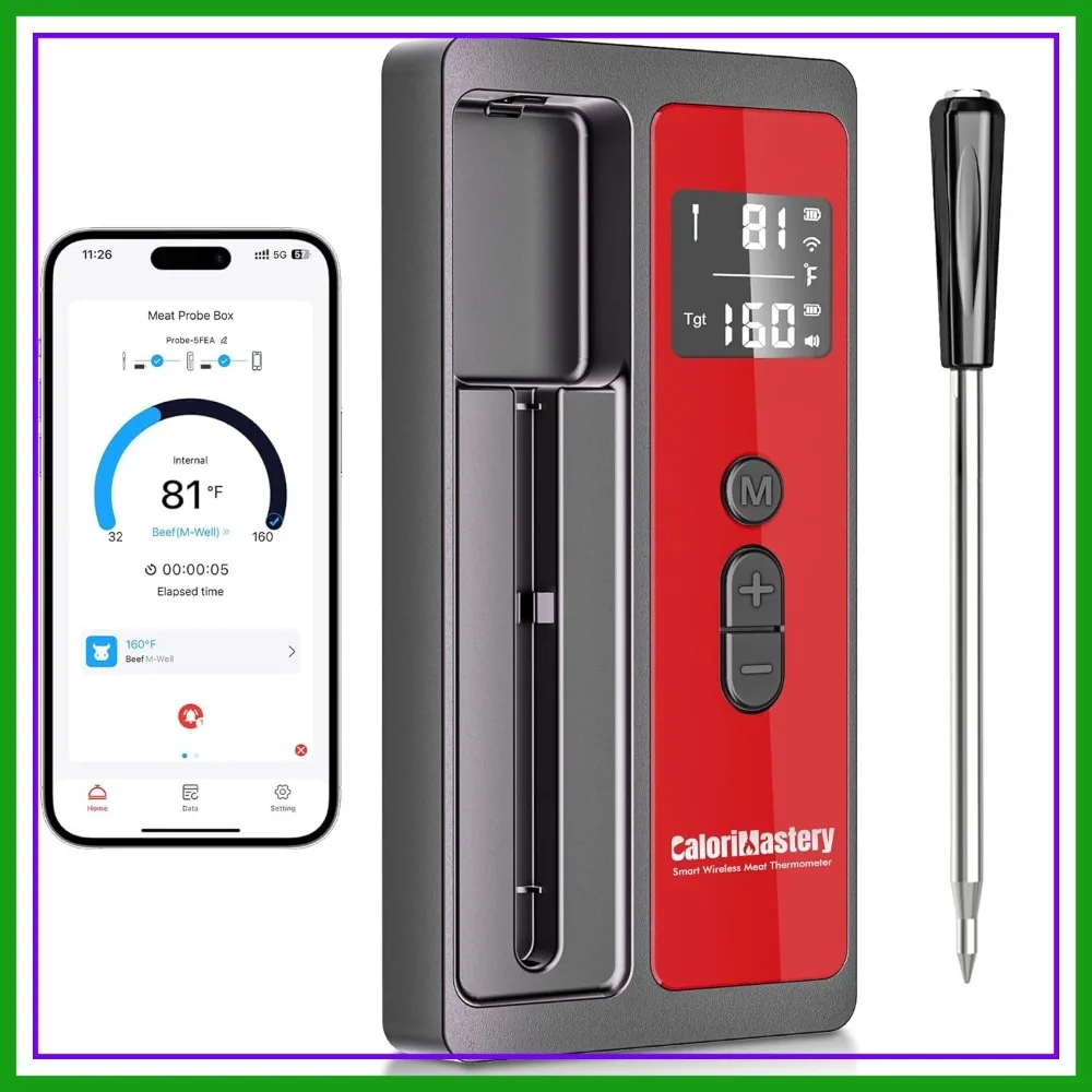 

Wireless Bluetooth Meat Thermometer Digital for BBQ Grill Oven Smoker 500ft