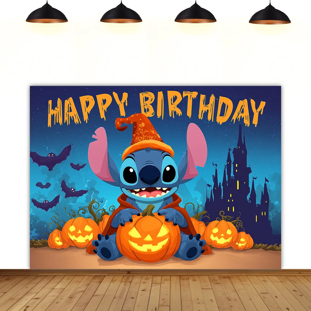

Halloween birthday Theme background for Stitch Halloween birthday party decoration child room festival gift photography backdrop