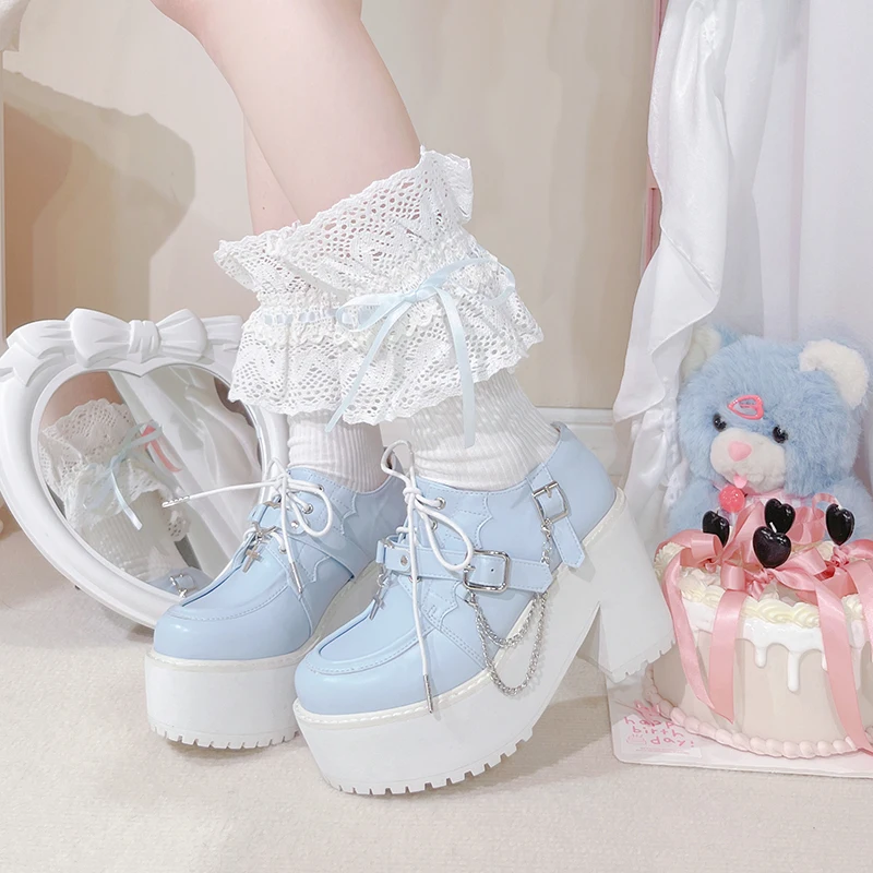 

Sweet Lolita Original Japanese Deep Mouth Girl Matsuke Thick Sole Shoes Pointed Retro Pu High Heels