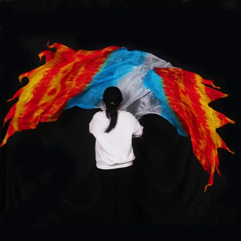 Prophète culte louange danse voile de soie drapeau dégradé couleur drapeau en soie tige incurvée unisexe danse du ventre culte voile de soie drapeau 200*90