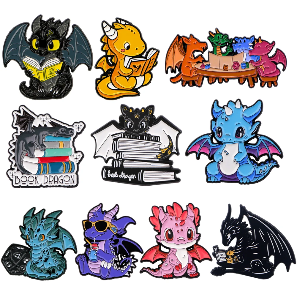 

Lapel Pins for Backpacks Cartoon Dragons Cute Enamel Pin Kids Brooch for Clothes Metal Badges Accessories Jewelry Friends Gifts