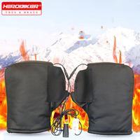 1 Pair Motorcycle Heating Handlebar Cover Winter Battery Bike Electric Heated Windshield Gloves Windproof Warm Handle Thickened