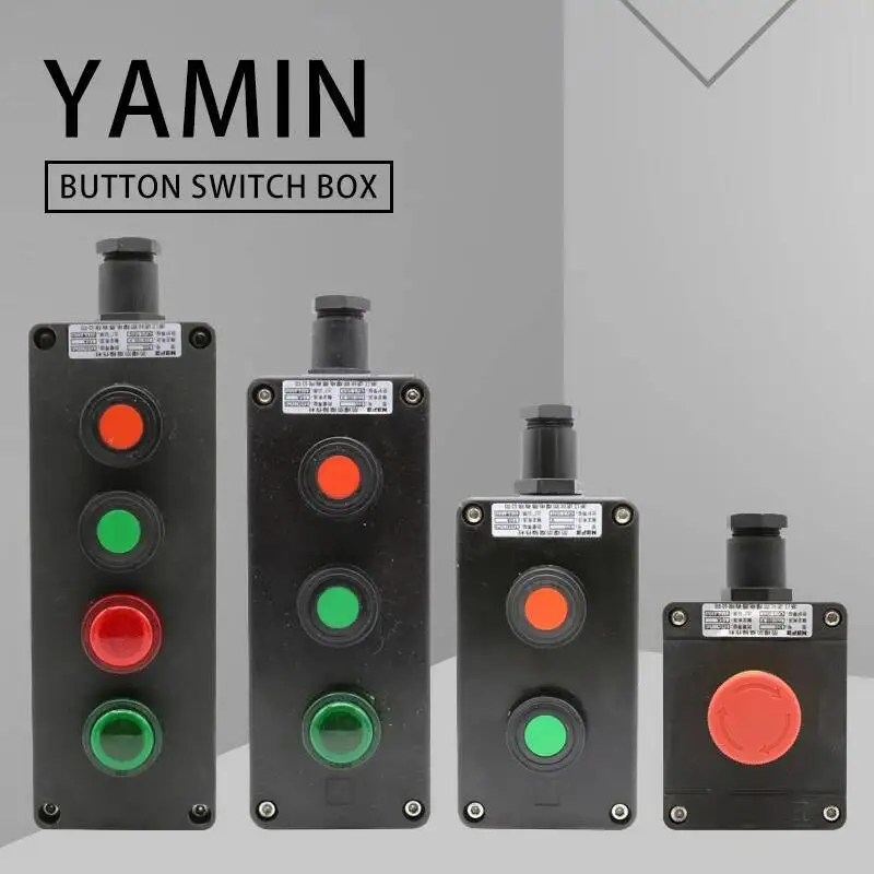 

Push Button Switch Box Black Engineering Plastic Explosion-proof Operation Control Emergency Stop Rotary Waterproof 220V