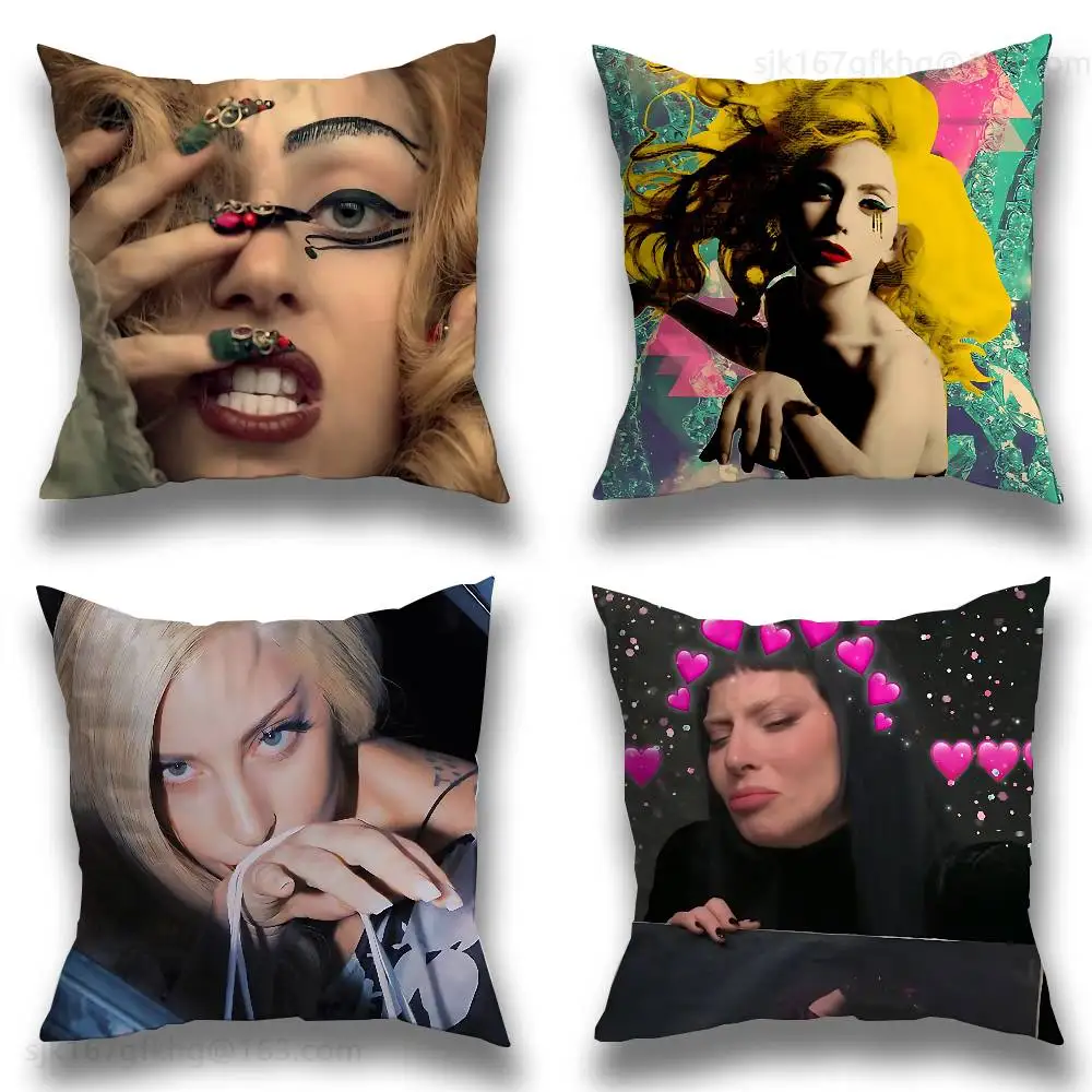 

Singer L-Lady Gaga Pillow Case Anti-dustmite Pillowcase Invisible zipper silky short plush Sofa cushion cover
