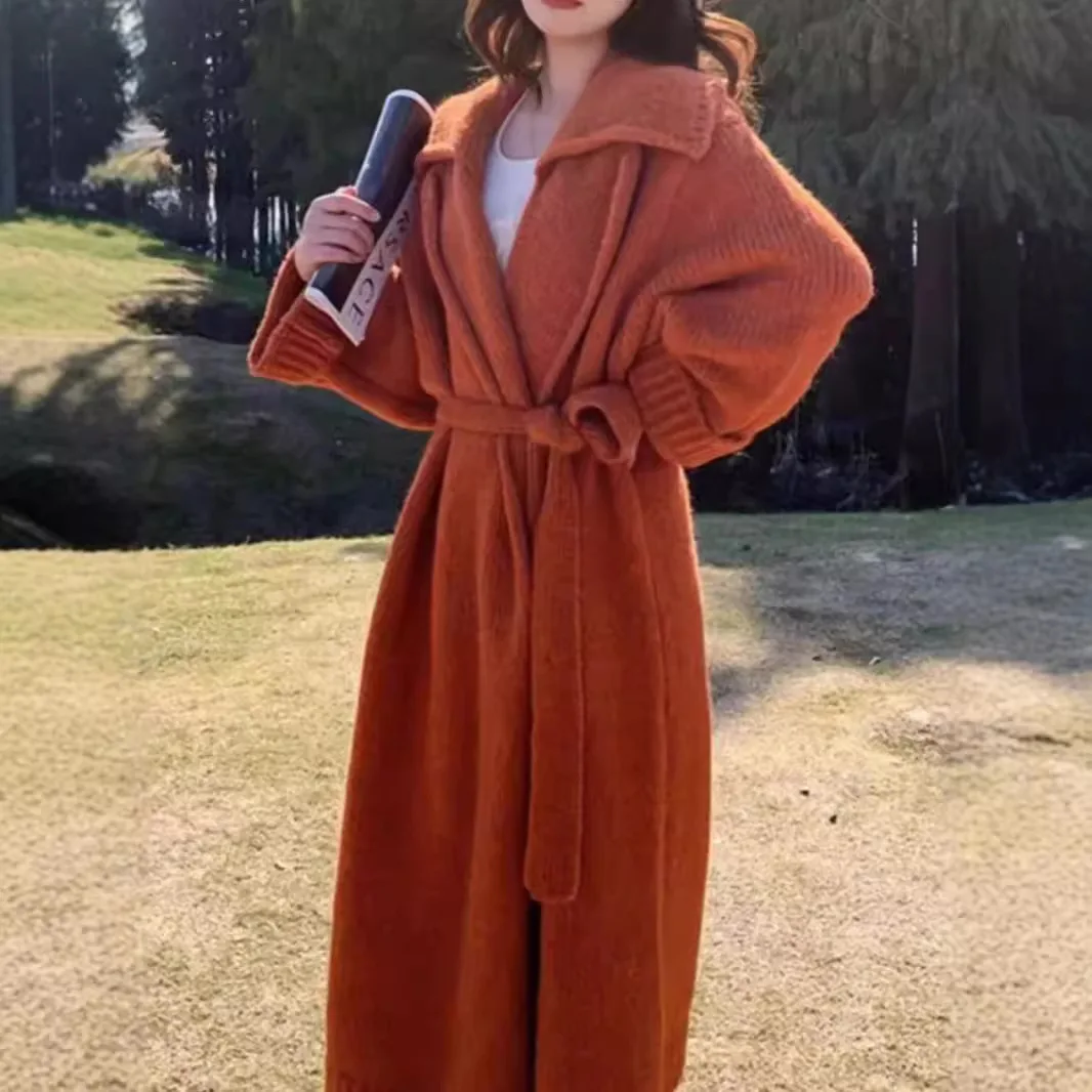 

SuperAen Korean Style Loose Knitted Cardigan Sweaters Women's Autumn and Winter 2025 New Long Coats