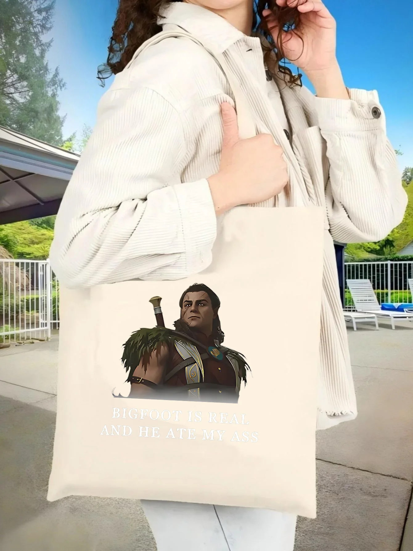 

Сумка-тоут из холщовой ткани Baldur's Gate 3, новинка 2026 года, унисекс, вместительная, прочная, многоразовая, многофункциональная, на плечо, для повседневного использования/путешествий