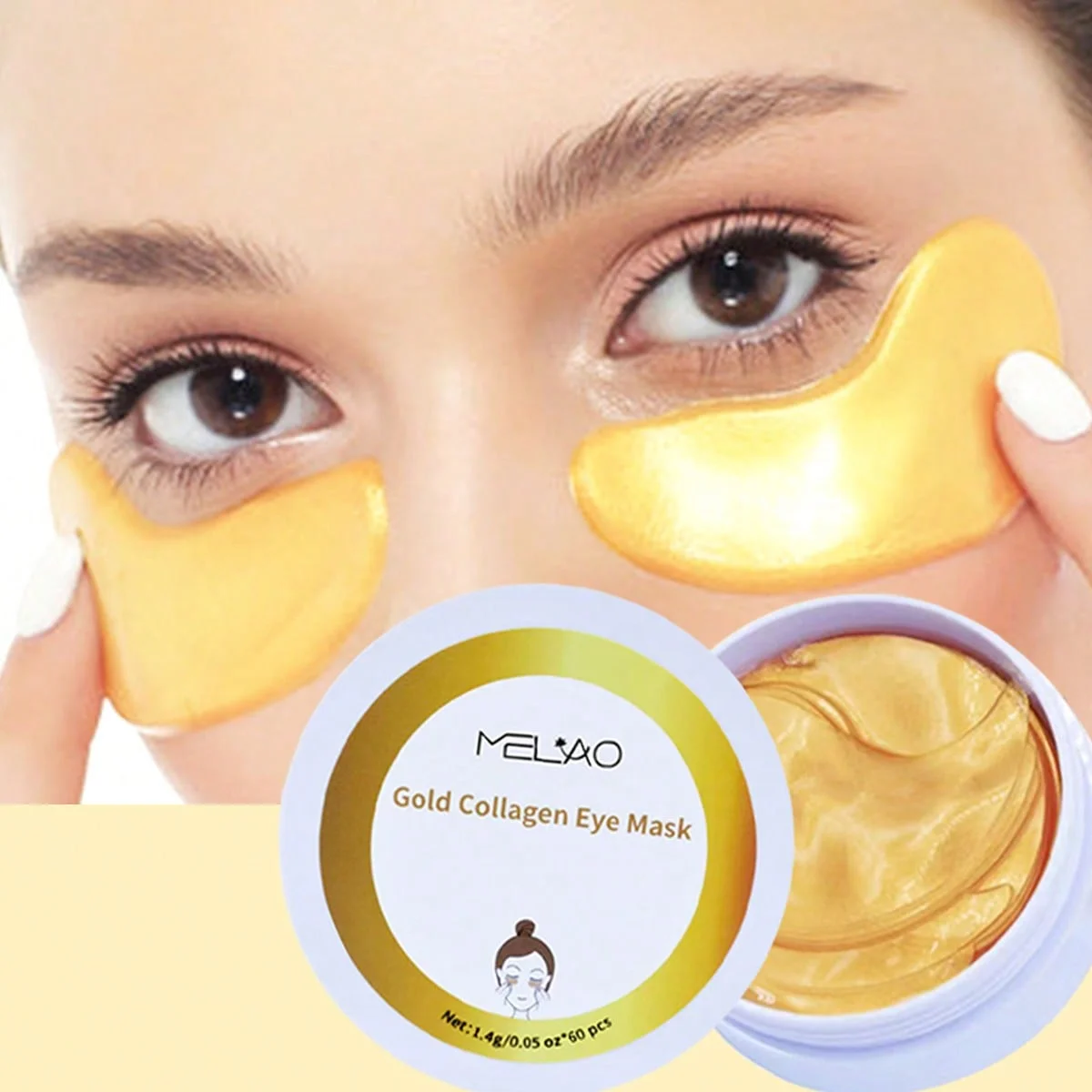 MELIAO Gold Collagen Under Eye Mask Patches - Eye Mask for Wrinkles, Dark Circles & Puffy Eyes, Hydrating & Firmin