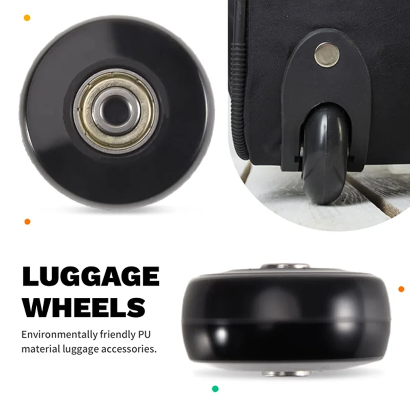 

50X24mm Set of 2 Luggage Suitcase Replacement Wheels,PU Swivel Caster Wheels Carbon Steel Bearings Repair Kits-A51M