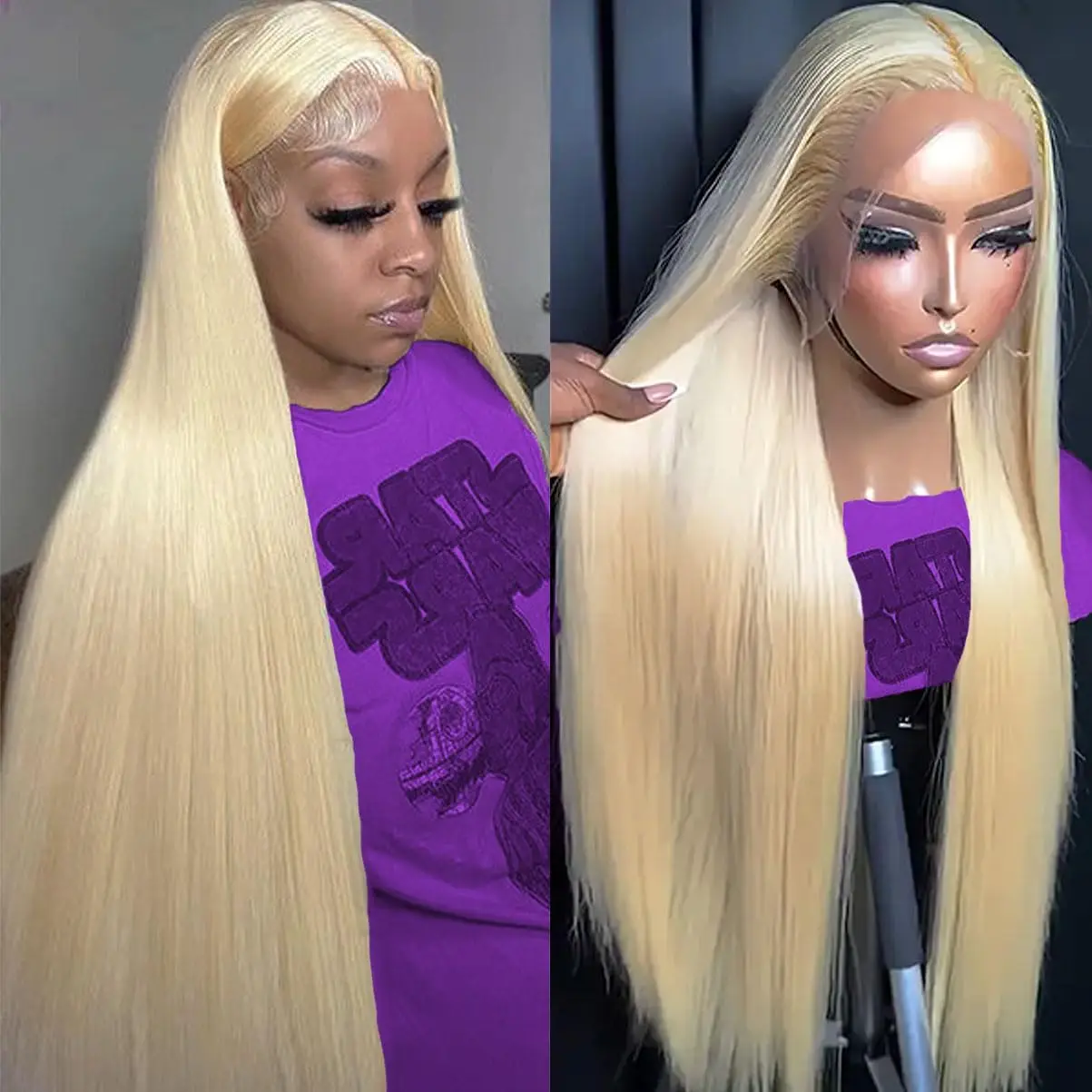 

613 Blonde Straight 13x6 HD Lace Frontal Human Hair Wig Preplucked Honey Colored 13x4 Transparen Lace Front Wigs for Women