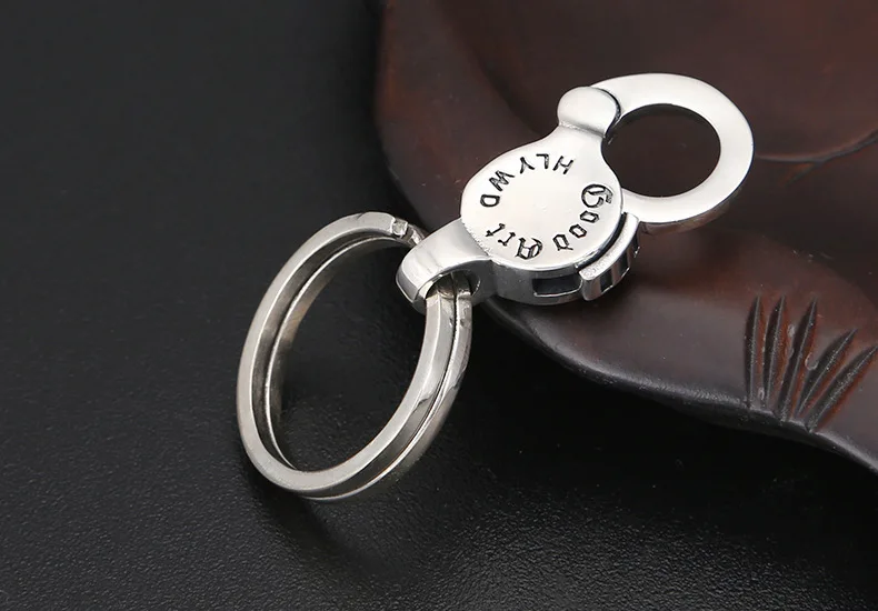 Wholesale S925 pure silver vintage high-end silver popular personalized cherry blossom keychain car men and women keychain