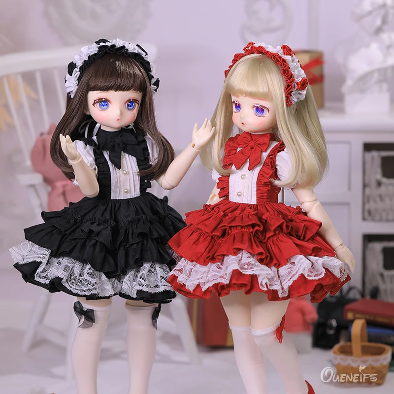 Yurina BJD Anime Puppe 1/4 Harz Spielzeug mit Tannenzapfen Körper Figur Rot Schwarz Lolita Stil Schwestern Puppen Überraschung Geschenk für Mädchen