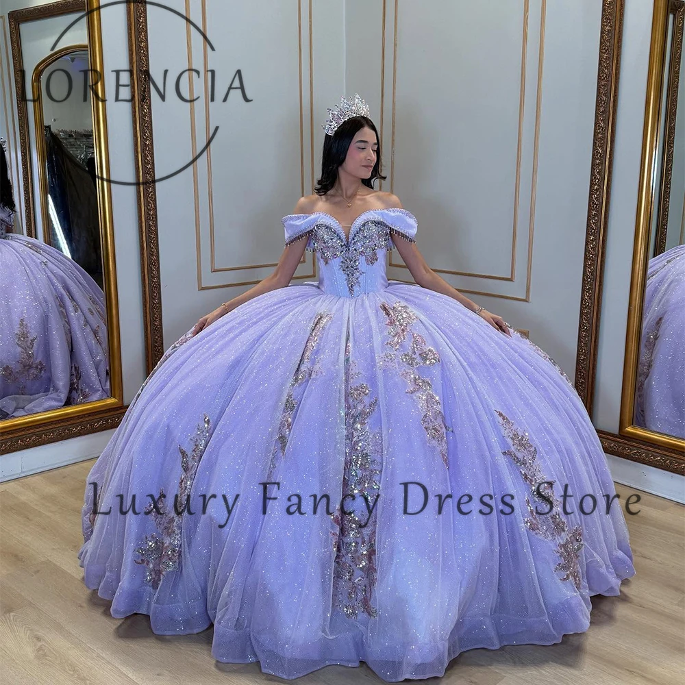 

Elegant Applique Quinceanera Dresses Off Shoulder Rhinestone Birthday Party Ball Gowns for Girl Customized abiti da cerimonia