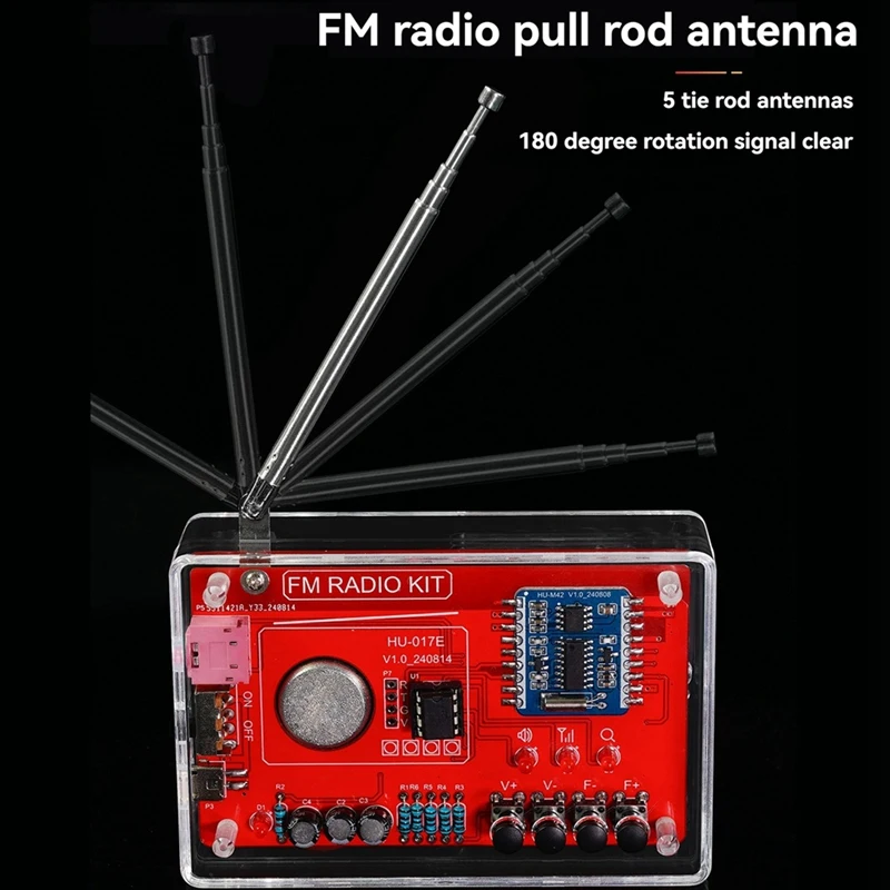 DIY Electronic Kit FM Radio Production Kit Circuit Board Making Loose Parts Receiver RDA5087 3W Speaker With Antenna