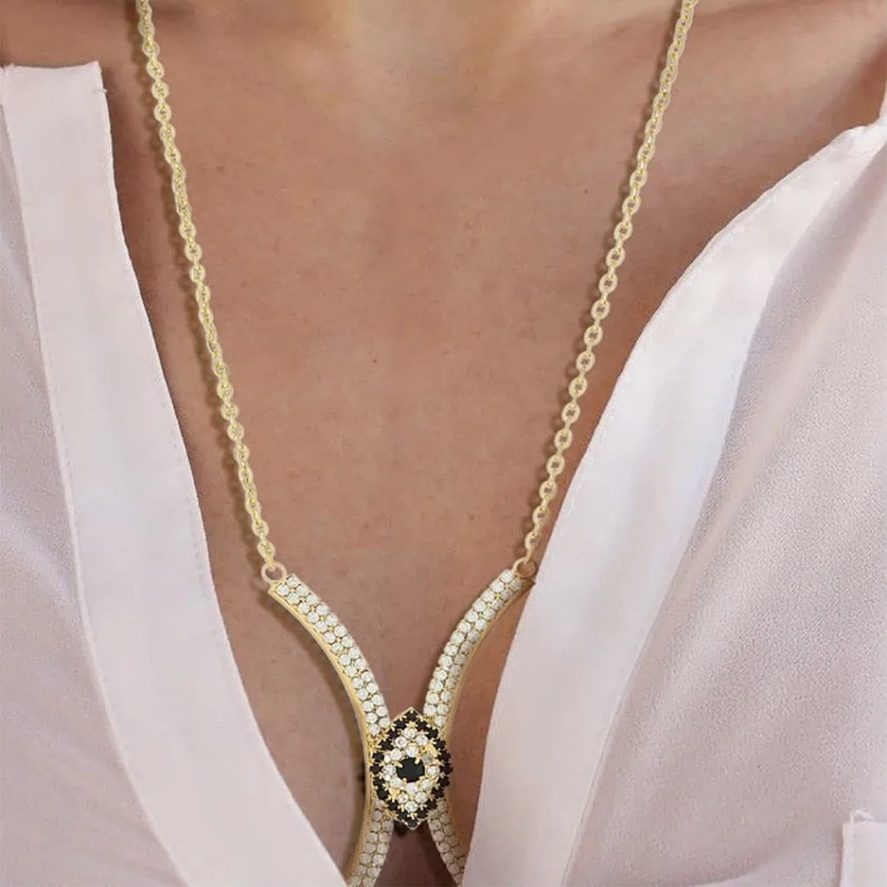 الفاخرة شيطان العين الصدر دعم الجسم سلسلة الأحمر كريستال مجوهرات الصدرية الصدر سلسلة حجر الراين الثدي سلسلة الفتيات #4