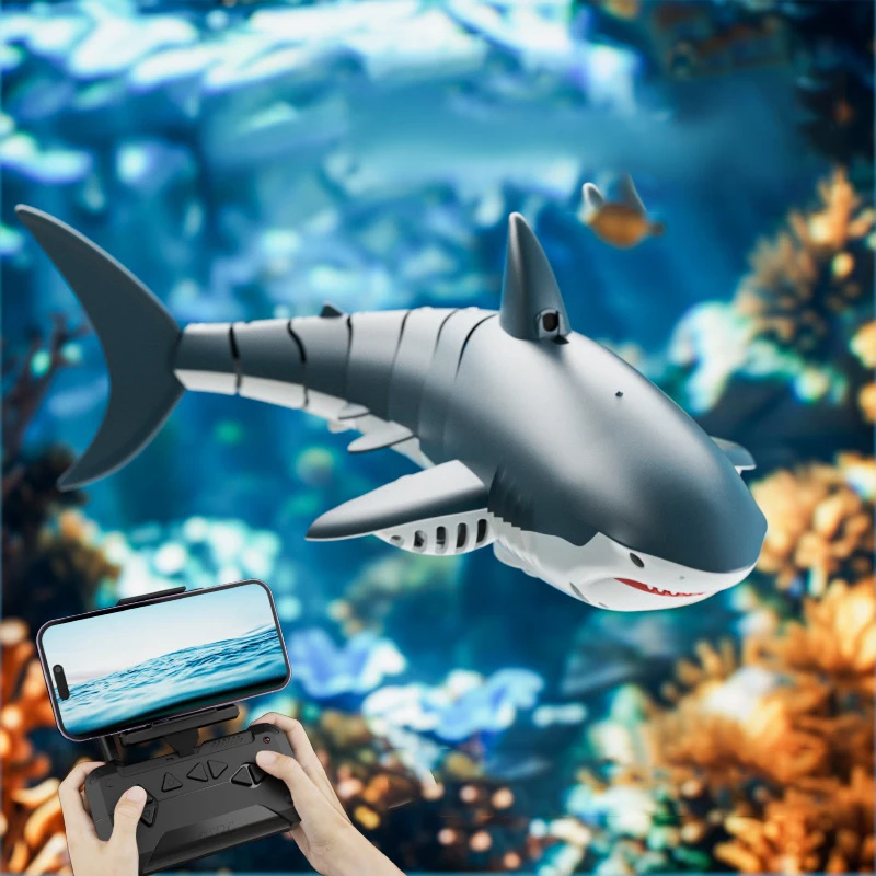 2.4G Remote Control Shark Toy With 4K HD Camera Smart Rc Shark Whale Spray Water Toy Remote Controlled Boat Ship Submarine Robot