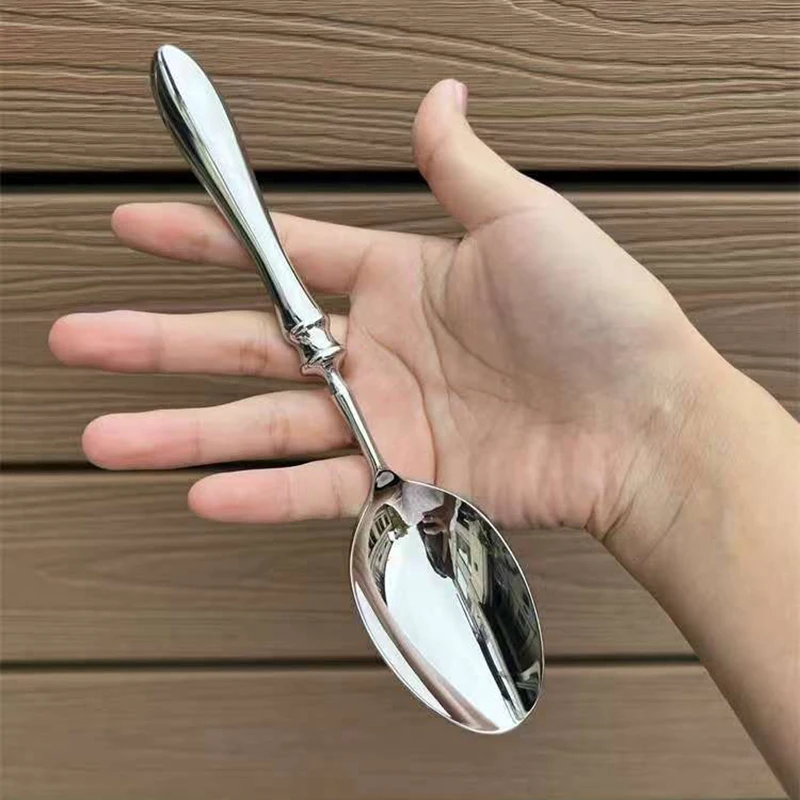 Stainless Steel Round Spoon Net Red Golden Dinner Long Handle Stirring Dessert Spoons For Kitchen Accessories Gadgets