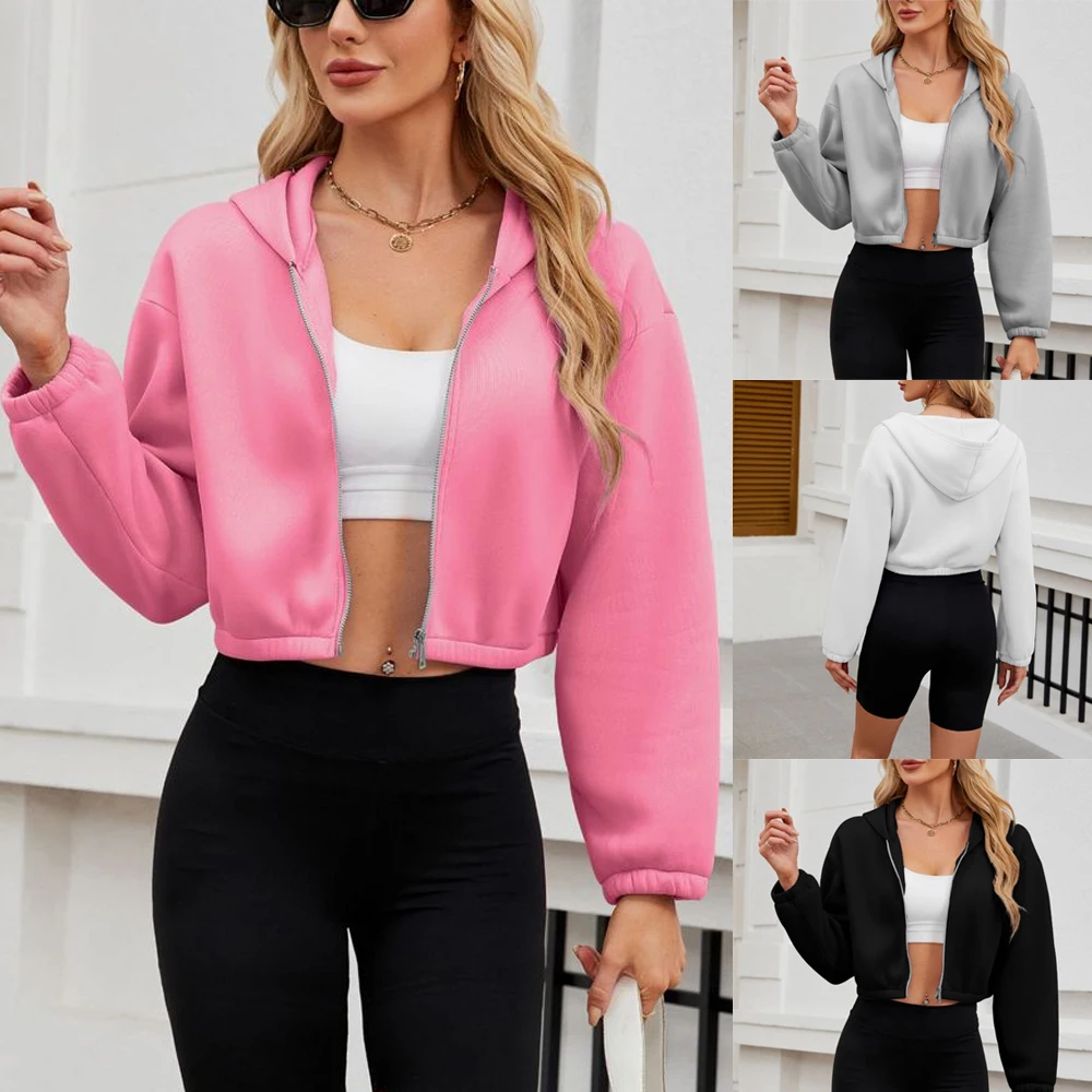 

Hoodies for Women Zip Up Cropped Sweatshirts Jackets Casual Sport Gym Tops Fall Fashion Outfits Winter Clothes