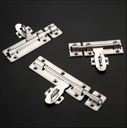 Thickened Stainless Steel Anti-Theft Door Lock, Left & Right Locking Bolt, Flanged Straight Plate Design, Vintage Style Househol