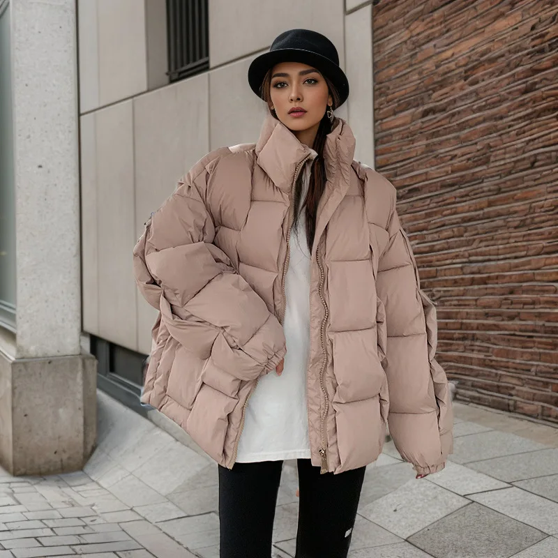 YJKDYK 2024 Winter Women\'s Cotton Jacket Female 3D Woven Square Jacket Women High Collar Warm Parkas Coats Women\'s Clothing