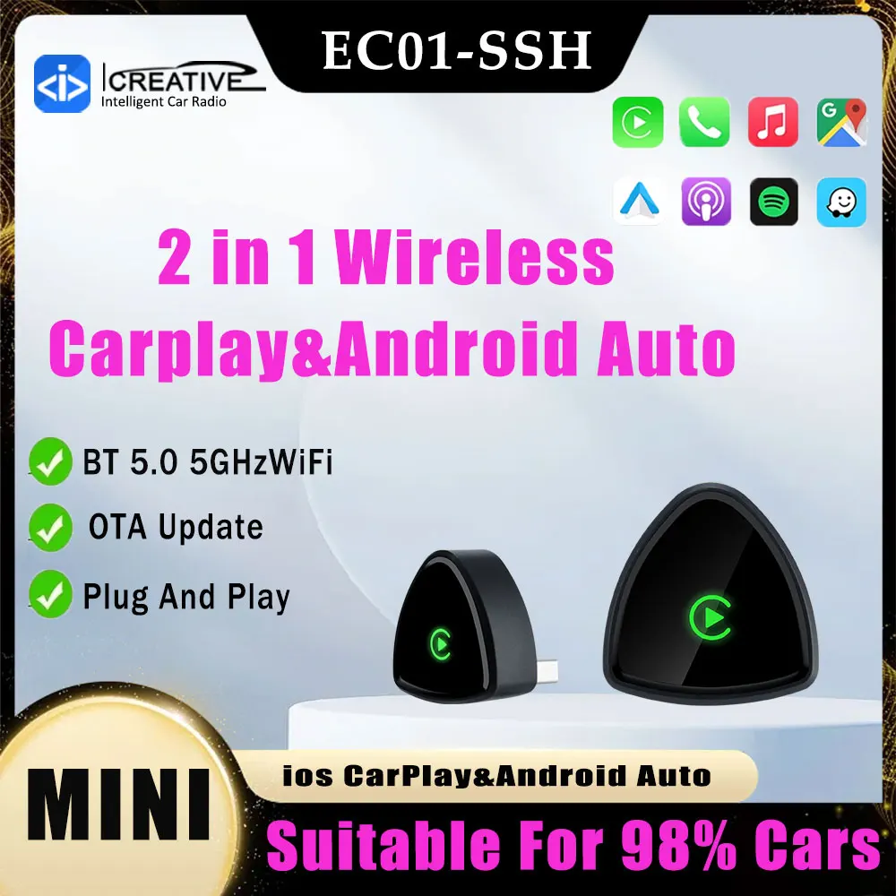 

Новинка 2023 года, проводной и беспроводной адаптер CarPlay 2 в 1, Android Auto, высококачественные роскошные автомобильные аксессуары, интеллектуальная система