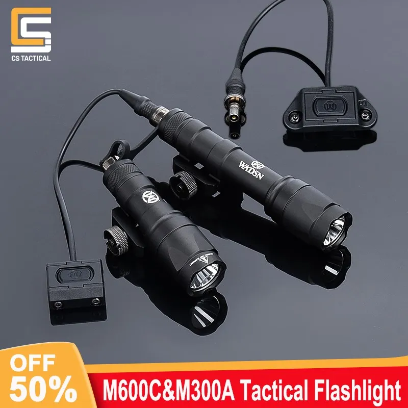 WADSN M600 M600C M300 WADSN Airsoft Tactical Weapon Flashlight Scout Light With Modbutton Lite Switch Fit Picatinny Mlok Rail