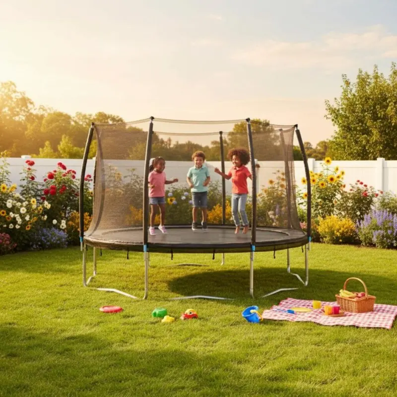 

Круглая защитная сетка для батута из прочного нейлона, аксессуар для игр на открытом воздухе, плотно связанная сетка, регулируемые ремни