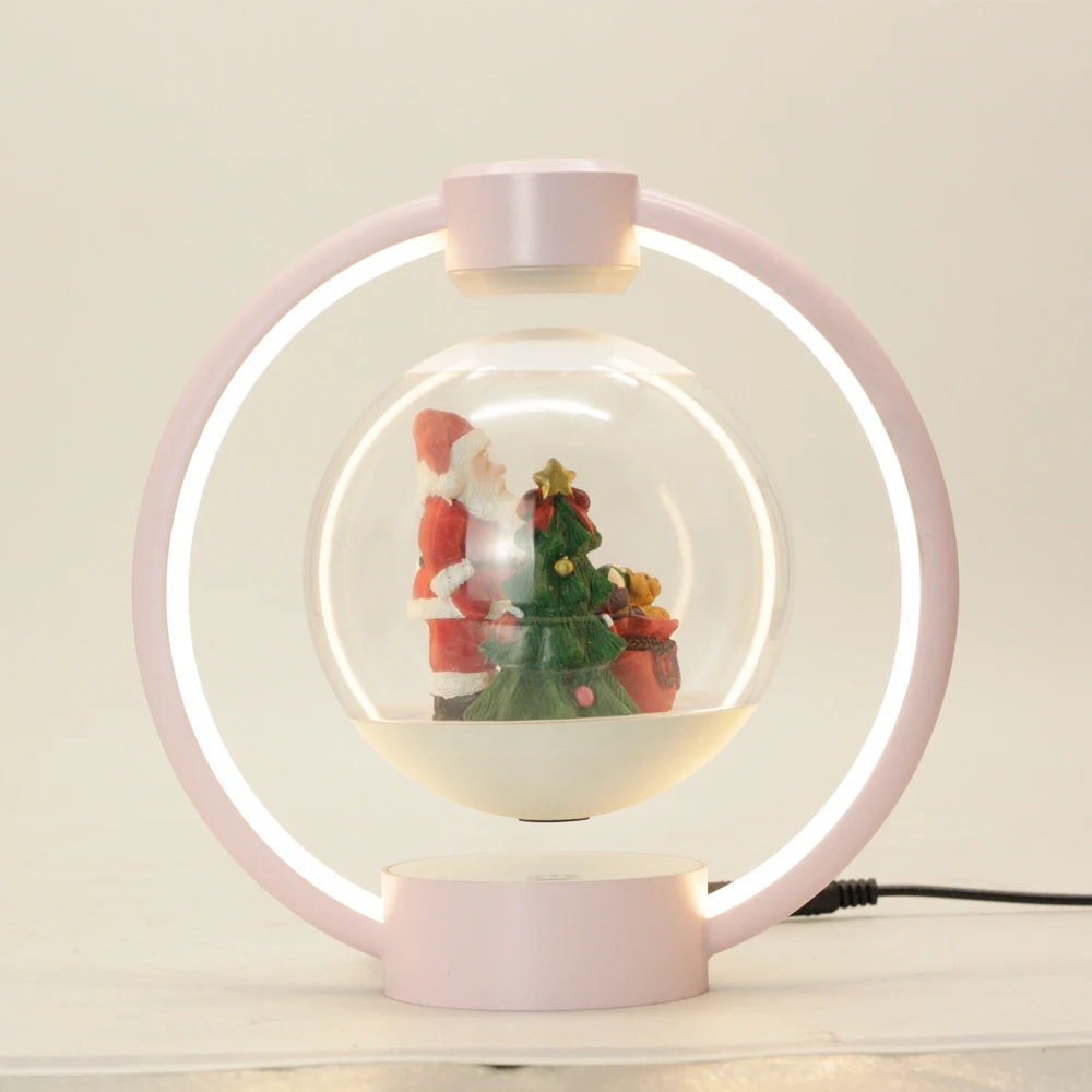 Popular Hot sell Levitating Santa for Desk Christmas Party Decoration  Hovering Santa Claus Figurine Festive Mood Maker with LED