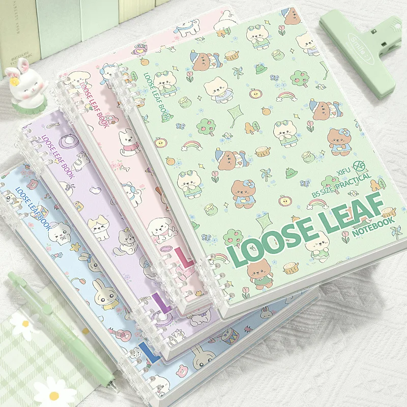 Notebook A5 Loose-leaf Book Removable Cartoon Floral Diary Handbook Student B5 Horizontal Line Book Journal  Cute Notebook