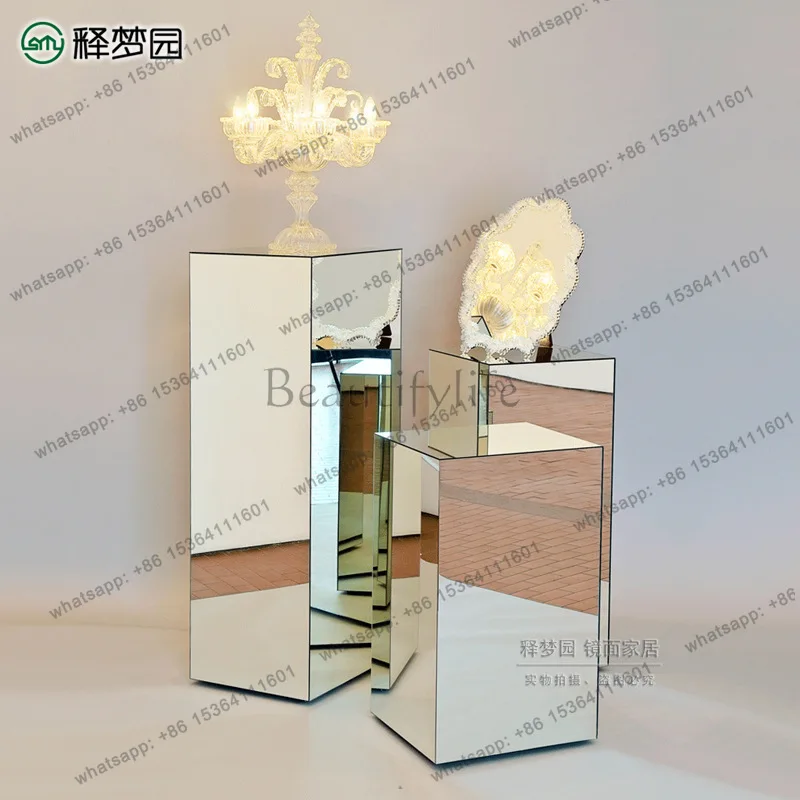 Mirror Furniture Display Flower Stand Flower Pot Table Light Table Flower Pot Stand Neoclassical F0900