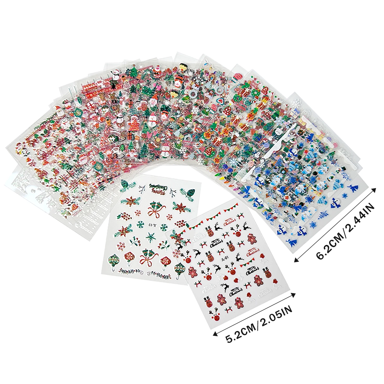 Adesivi per unghie natalizi 3D Glitter Fiocco di neve Renna Decalcomanie per nail art 30 disegni misti Applicare manicure per feste festive Regalo fai da te