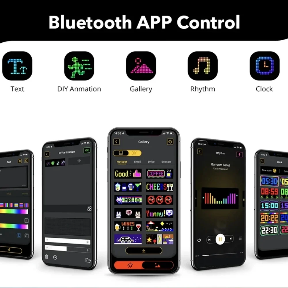 Светодиодный матричный пиксельный экран гибкий RGB автомобильный узор граффити прокручивающийся текст анимация напоминания в магазине свет Bluetooth