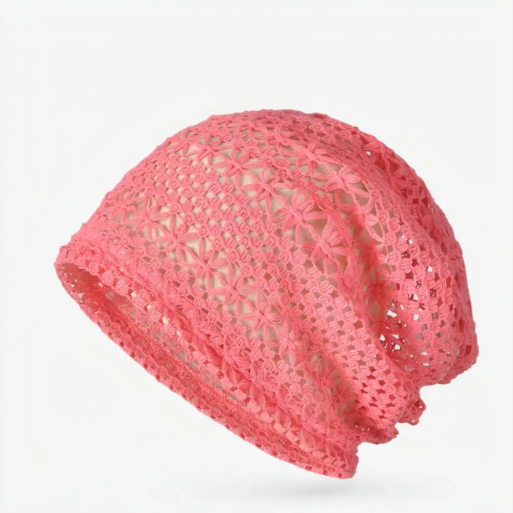 Summer Thin Lace Beanie Cap Women Breathable Mesh Hollow Bonnet Elastic Sun Protection Headwear Stylish Slouchy Casual Hat Gear - view 5