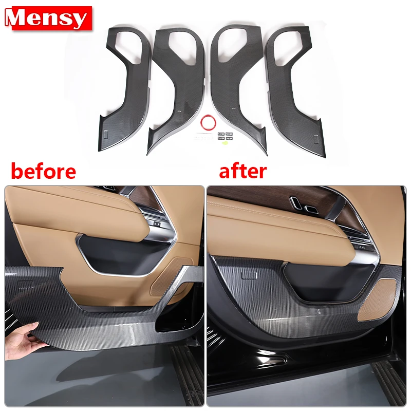 For 2023-2024 Range Rover Vogue ABS Carbon Fiber Car Door Anti-kick Panel Sticker Car Interior Accessories (Extended Version)