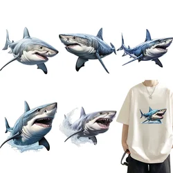 4pcs Marine organisms Coral sharks Dolphins DTF Thermo Sticker Decals Heat Transfer On Clothes Iron On Patch For Press Printing