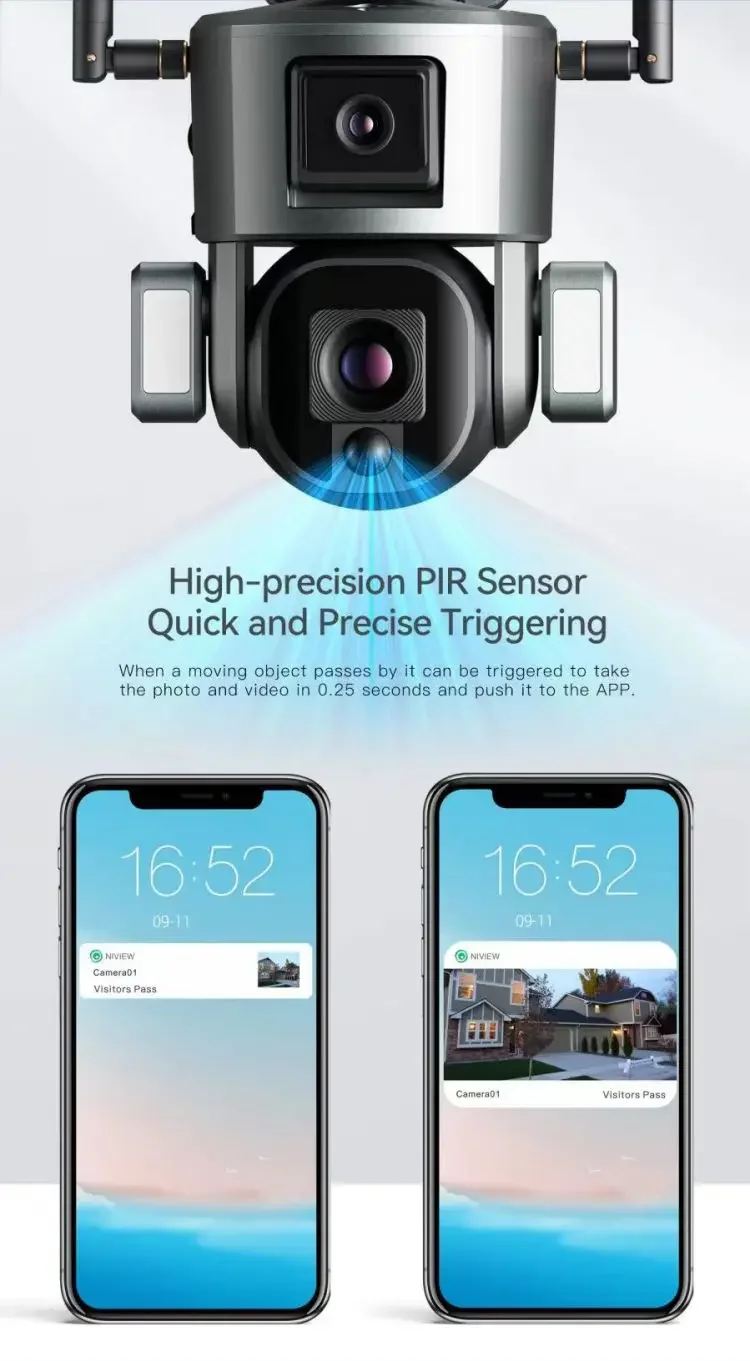 

Sim Card 4K 10X Zoom Surveillance Outdoor Security Camera Alarm Linkage Dual Lens CCTV 4G Solar PTZ Camera