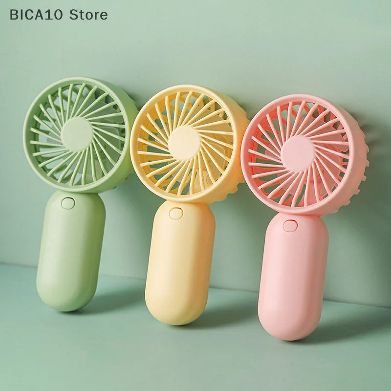 Colorful Portable Handheld Mini Fan AAA Battery Power Supply Mute Air Cooling Cooler For Summer Hot Trip Travel Home Office