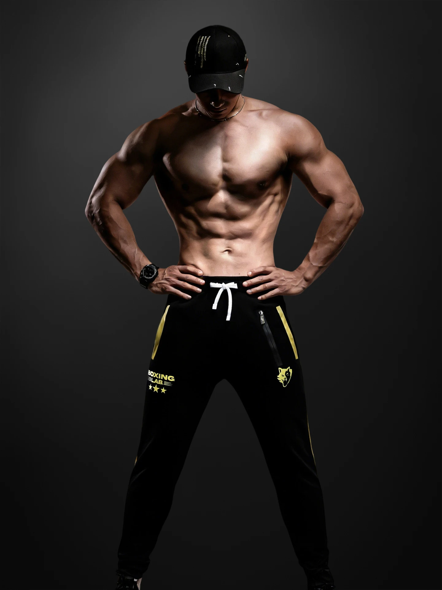 

VSZAP Men's Fitn Sports Sweatpants Elastic Waist Slim Fit Patchwork Casual Trousers Autumn Faion Trend Bla Pants