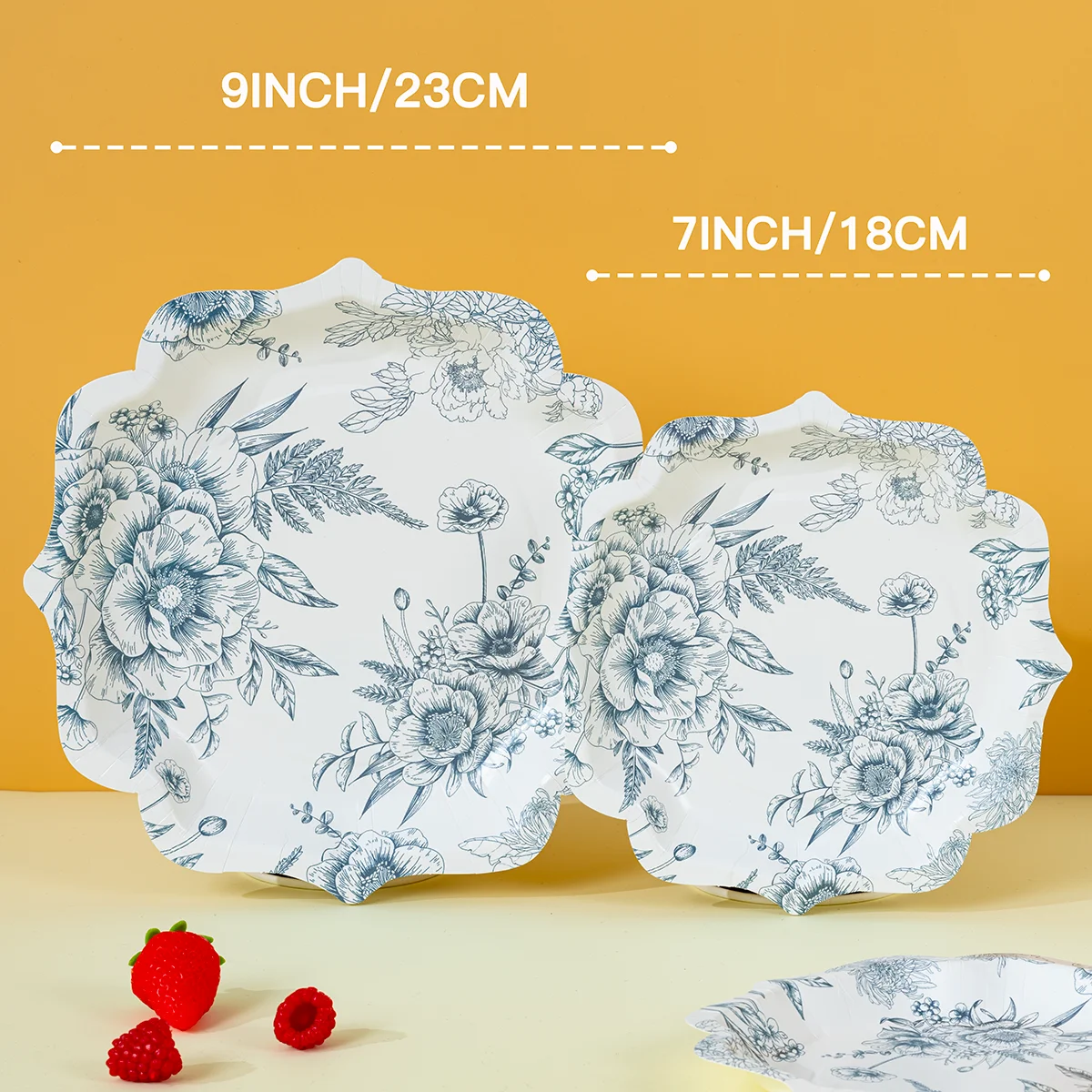 10/25/50pcs Delicate Blue Rose Floral Disposable Paper Plates for Romantic & Sophisticated Party Supplies view 5
