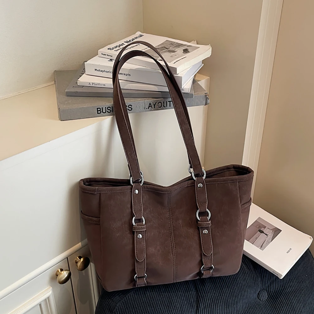 

Large Capacity Tote Bag for Women Light Luxury Versatile Zipper One Shoulder Bags Commute Shopping All-Match Underarm Packs