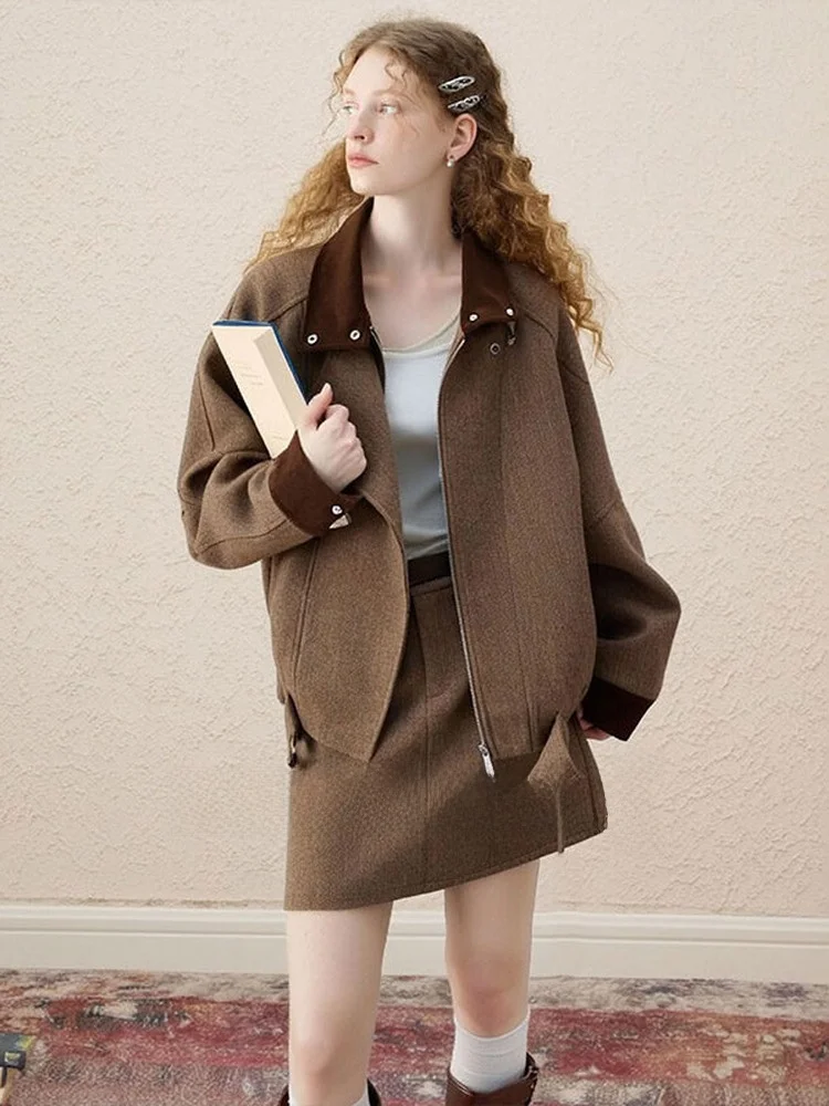 

Женское теплое повседневное пальто ZhuoZhi Barn из вельвета с отложным воротником, свободного кроя, с длинными рукавами, весна 2026, новинка