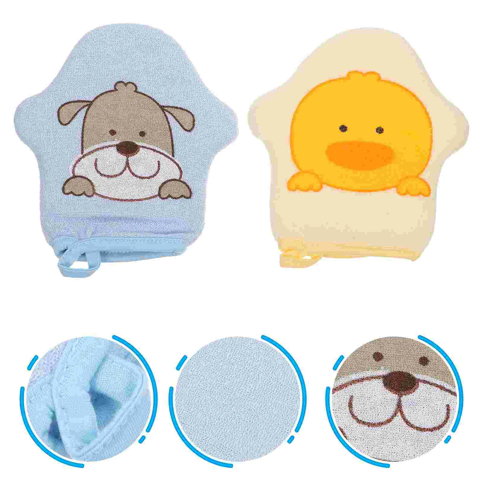 

2 Pcs Baby Bath Sponges Soft Cartoon Sponge Mitts Infant Shower Scrubber Rich Bubbles Water Absorption Travel Home Use Safe