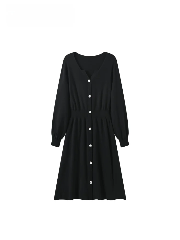 

plus Size Knitted V-Ne Waist-Cinched Dr Casual Age-Defng Winter Faion for plus Size Women Ci Walk A-Line Skirt