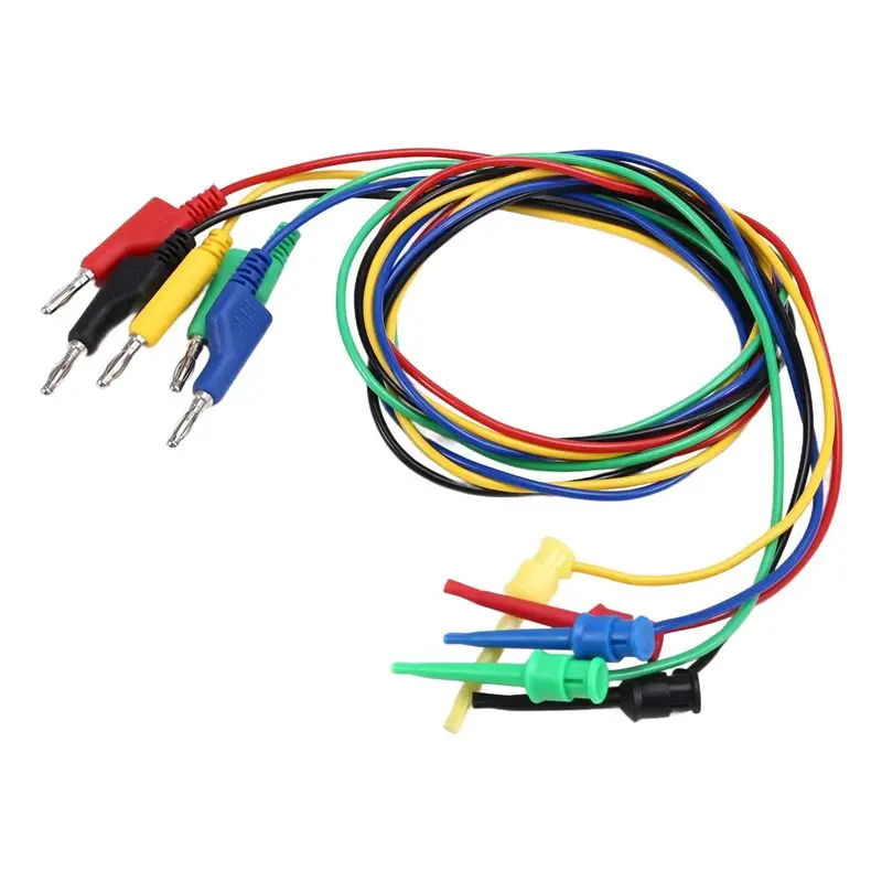 Y51A-5Pcs 4Mm Test Hook Clip To Stackable Banana Plug Test Lead Kit Multimeter Cable Line Wire For Electrical Testing