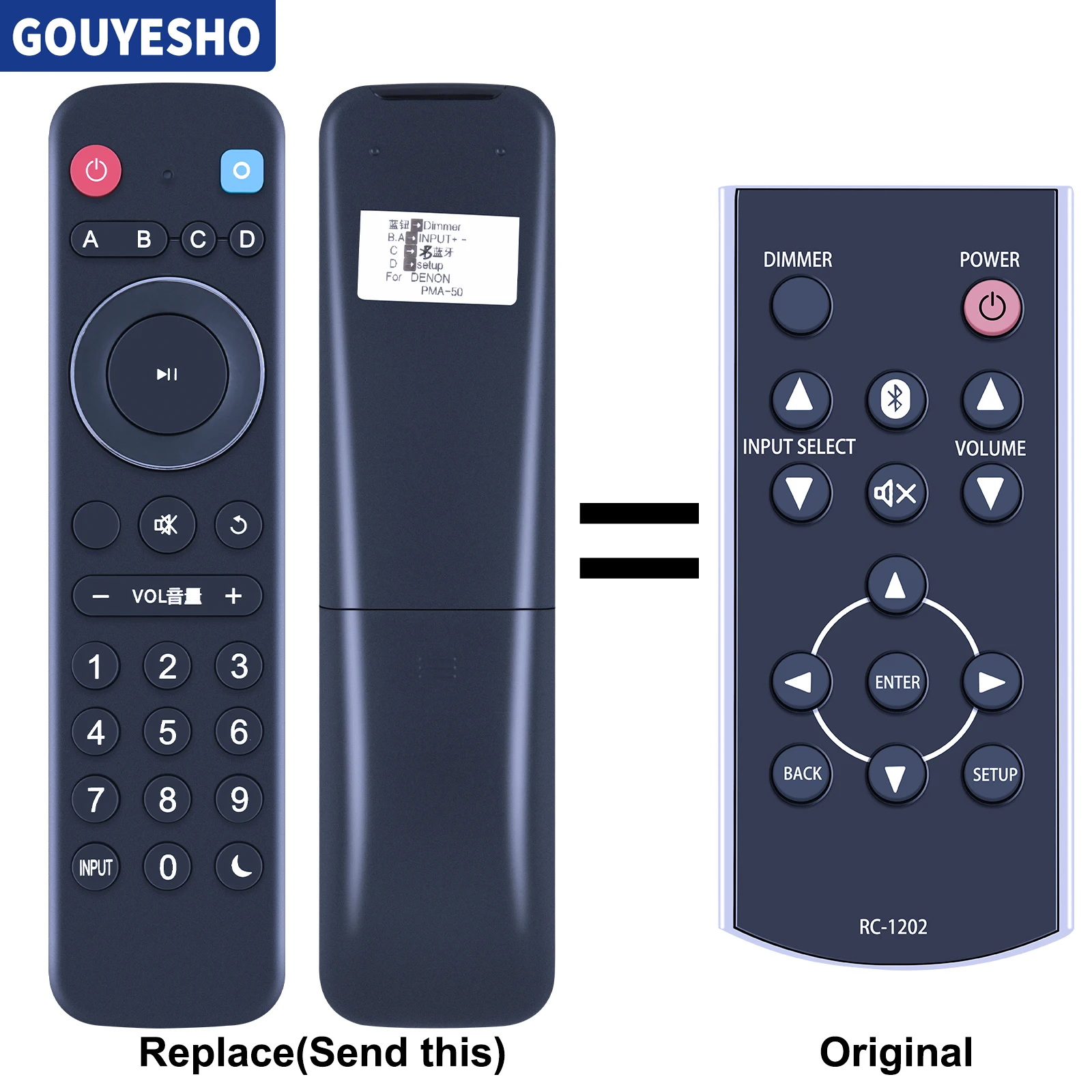 

New RC-1202 Replacement Remote Control For DENON PMA-50 HI-FI Combination audio DCD-50 CD Player
