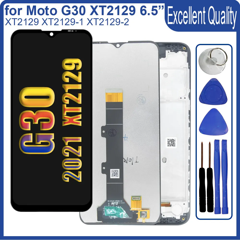 

6.5'' LCD for Motorola Moto G30 2021 XT2129 LCD Display Touch Screen Digitizer Assembly Replacement for Moto G30 2021 With Frame