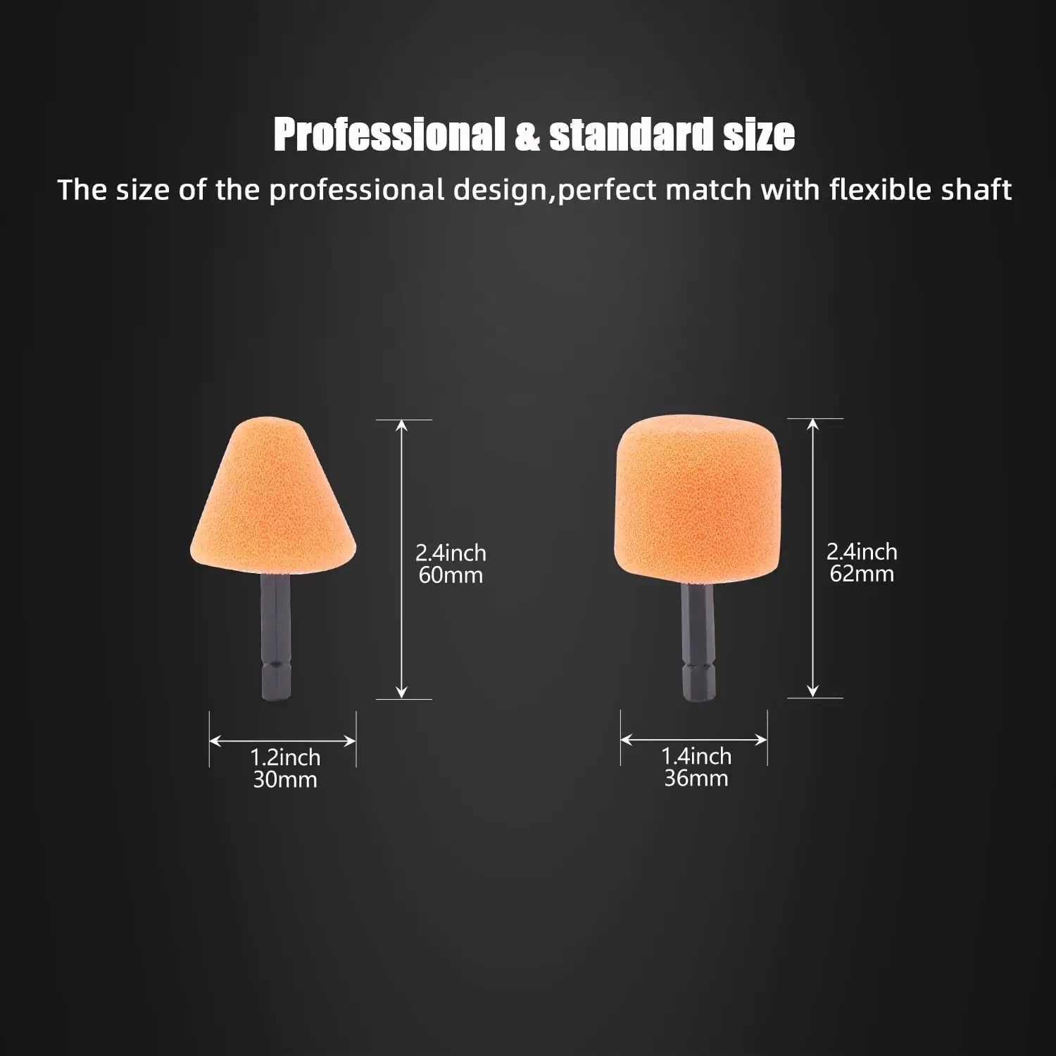 SPTA 5Pcs Cylinder Cone 3mm Hex Shank Mini Polishing Ball Detailing Pads Quick Connect for PT101 Flexible Shaft