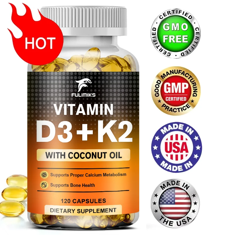 

Витамин D3 + K2 Капсулы с кокосовым маслом, помогает регулировать метаболизм кальцияАкректирует костные зубы и здоровье кожи. Поддержка имеетмунитета.