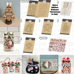 Christmas in July Gingerbread Tree Gift Box Metal Cutting Dies Stamps for DIY Making Card Scrapbook Craft Supplies Decoration