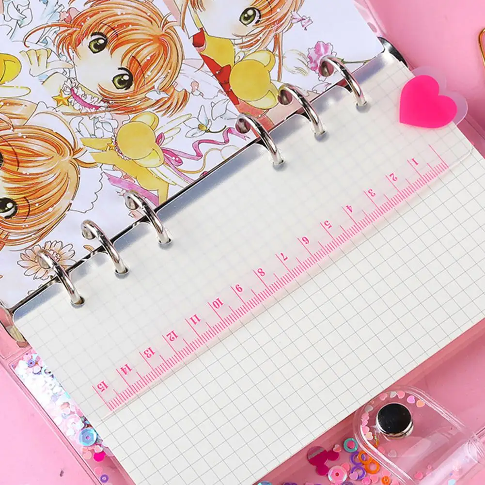 2Pcs 15/20cm Bookmark Ruler Clear Pattern Precise PVC Adorable Heart Pattern Scrapbook Ruler Binder Index Divider For Students