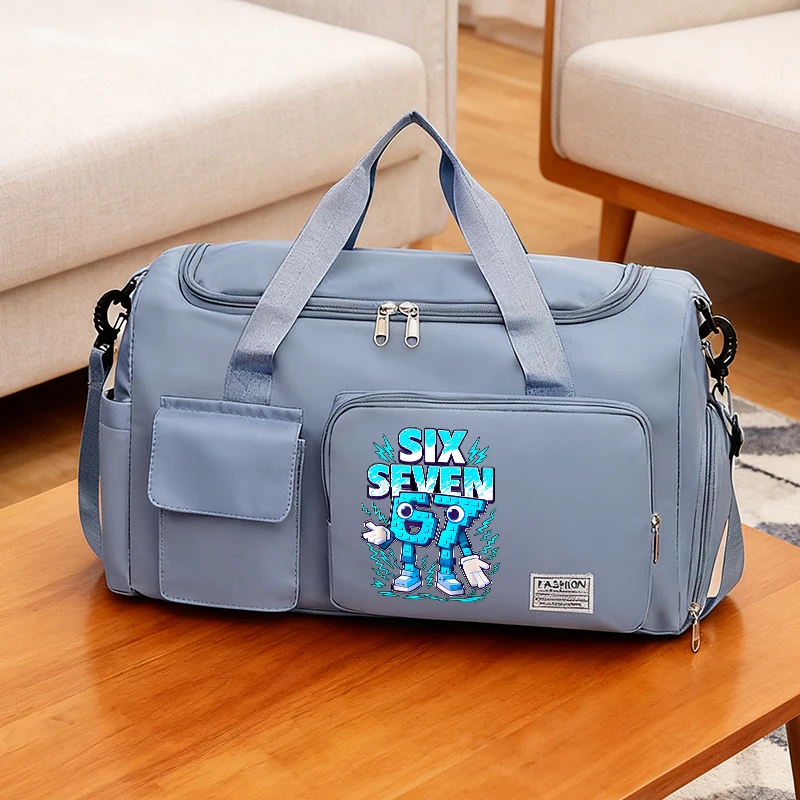 Funny Six Seven 67 Number Travel Bag Gym Bag for Adult Large Capacity Watertight Trip Excursion Packet Casual Tote Shoulder Bag
